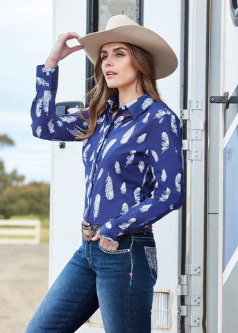 PURE WESTERN WOMENS FEATHER SHIRT