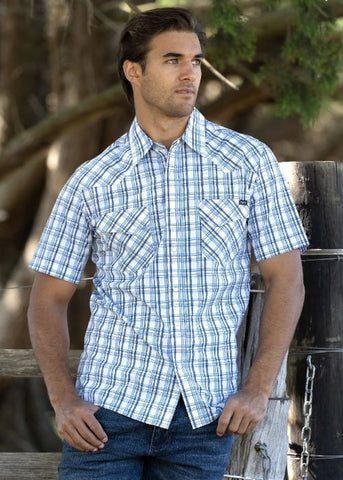 PURE WESTERN MENS CATER CHECK SHORT SLEEVE SHIRT [SZ:SMALL]