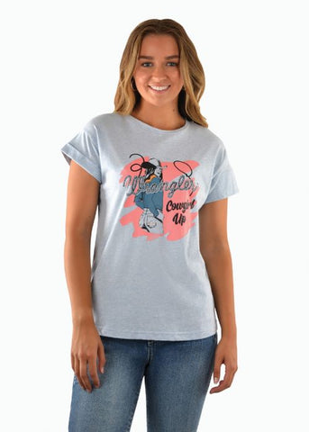 WRANGLER WOMENS RICKY TEE [SZ:8 CL:LIGHT BLUE MARLE]