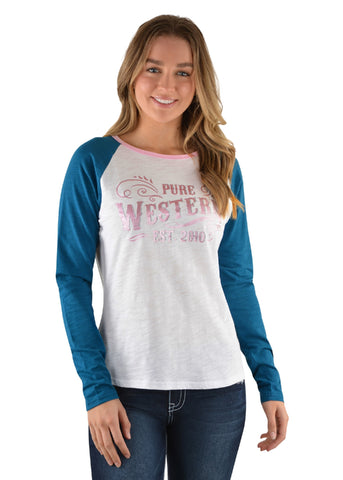 PURE WESTERN WOMENS JAC LONGSLEEVE RAGLAN TEE