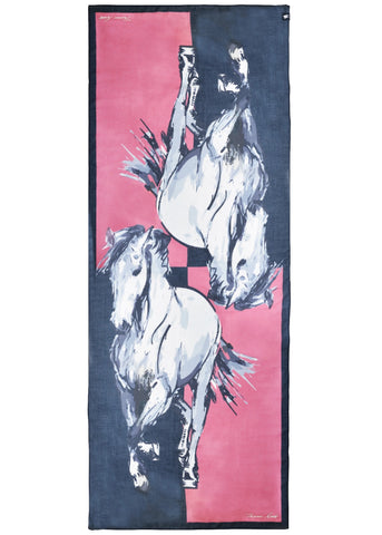 THOMAS COOK LIGHTWEIGHT PRINT SCARF - NAVY/PINK