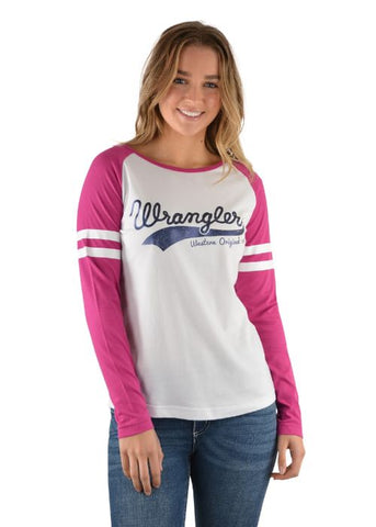 WRANGLER WOMENS EMIN LONG SLEEVE RAGLAN TEE