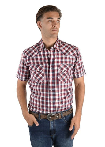 PURE WESTERN EDWARD MENS CHECK WESTERN S/S SHIRT [SZ:M]