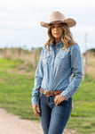 PURE WESTERN ADRIANA WOMENS PRINT WESTERN L/S SHIRT [SZ:8 CL:DENIM]