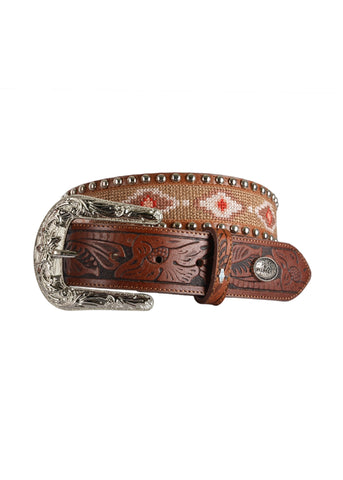 PURE WESTERN ELIZA BELT - LATTE/DARK BROWN