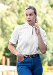 THOMAS COOK FLEUR WOMENS RUFFLE COLLAR S/S BLOUSE - WHITE [SZ:8 CL:WHITE]