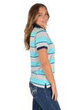 WRANGLER ALLIE WOMENS POLO - AQUA MULTI