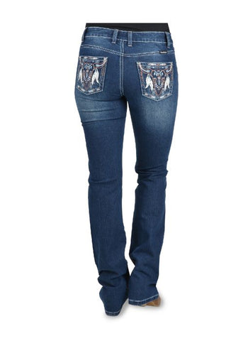 PURE WESTERN WOMENS BETTINA RELAXED RIDER JEAN [SZ:6 CL:OLD INDIGO]