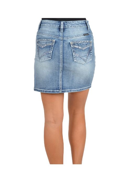 PURE WESTERN WOMENS VICKI DENIM SKIRT [SZ:6 CL:MOONSHINE]