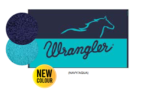 WRANGLER TOWEL RUNNING HORSE NAVY/AQUA