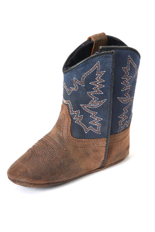 PURE WESTERN NASH INFANT BOYS BOOT - DARK BROWN / NAVY