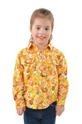 Hardslog Barbara Kids Half Placket Longsleeve Shirt - Yellow