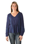 PURE WESTERN ELLA-MAE WOMENS BLOUSE - NAVY