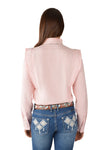 PURE WESTERN OLIVIA WOMENS CHECK TUCK LONG SLEEVE SHIRT - PINK