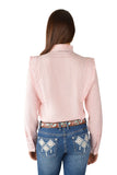 PURE WESTERN OLIVIA WOMENS CHECK TUCK LONG SLEEVE SHIRT - PINK