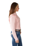 PURE WESTERN OLIVIA WOMENS CHECK TUCK LONG SLEEVE SHIRT - PINK