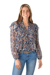 PURE WESTERN BECCA WOMENS RUFFLE LONG SLEEVE TOP - MULTI