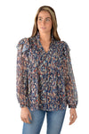 PURE WESTERN BECCA WOMENS RUFFLE LONG SLEEVE TOP - MULTI