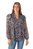 PURE WESTERN BECCA WOMENS RUFFLE LONG SLEEVE TOP - MULTI