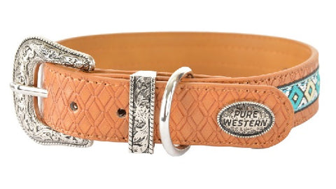 PURE WESTERN REMY DOG COLLAR - TAN/BLUE