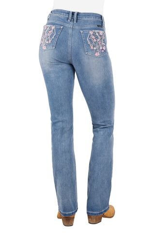 PURE WESTERN FLORA WOMENS HI-RISE JEANS - FADED BLUE [SZ:6]