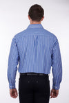 HARDSLOG CHARLIE MENS 1/2 PLACKET LONG SLEEVE SHIRT - BLUE/WHITE