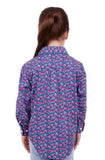 HARDSLOG BELLA KIDS 1/2 PLACKET LONG SLEEVE SHIRT - NAVY