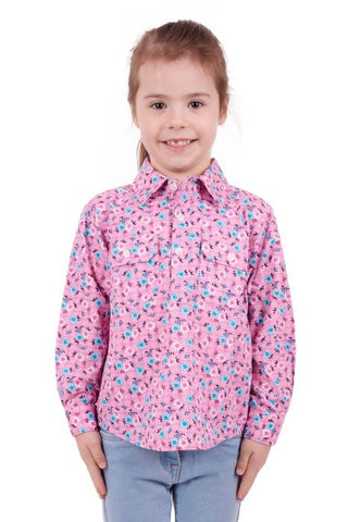 HARDSLOG FLORIA KIDS 1/2 PLACKET LONG SLEEVE SHIRT - PINK