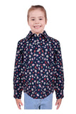 HARDSLOG STEPHANIE KIDS 1/2 PLACKET LONG SLEEVE SHIRT - NAVY