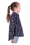 HARDSLOG STEPHANIE KIDS 1/2 PLACKET LONG SLEEVE SHIRT - NAVY