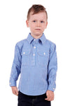 HARDSLOG DEVIN KIDS 1/2 PLACKET LONG SLEEVE SHIRT - BLUE/WHITE