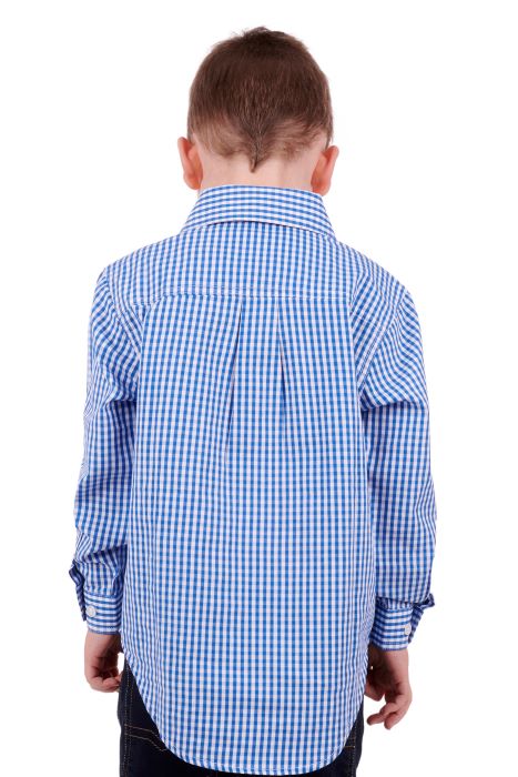 Hardslog Devin Kids 1/2 Placket Long Sleeve Shirt - Blue/white