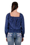 PURE WESTERN EMMA WOMENS BLOUSE - NAVY