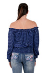 PURE WESTERN EMMA WOMENS BLOUSE - NAVY
