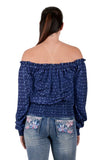 PURE WESTERN EMMA WOMENS BLOUSE - NAVY