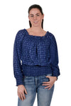 PURE WESTERN EMMA WOMENS BLOUSE - NAVY