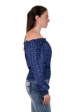 PURE WESTERN EMMA WOMENS BLOUSE - NAVY