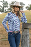 PURE WESTERN MABEL WOMENS LONG SLEEVE SHIRT - WHITE/PINK