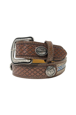 PURE WESTERN KIDS CLEMENT BELT - DARK TAN