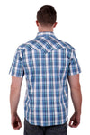 WRANGLER CALLUM MENS SHORT SLEEVE SHIRT - NAVY/TEAL