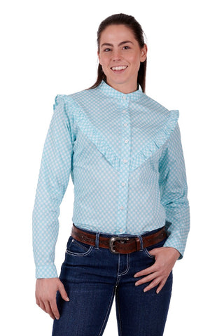 WRANGLER PAOLA WOMENS LONG SLEEVE SHIRT - AQUA