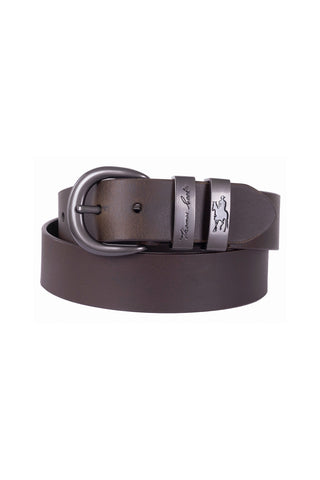 THOMAS COOK GUNMETAL TWIN KEEPER BELT - CHOCOLATE