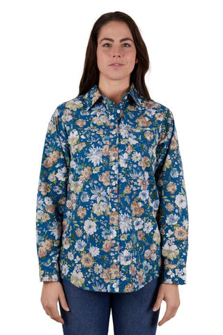 HARDSLOG CARLA FULL PLACKET LONGSLEEVE SHIRT - BLUE [SZ:8]