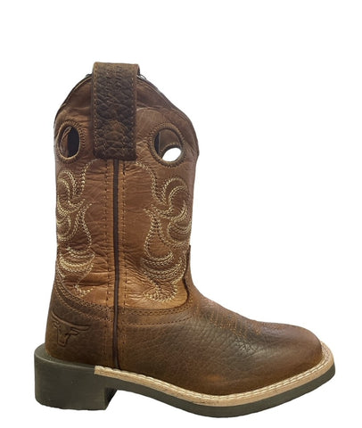 PURE WESTERN CHILDRENS LINCOLN BOOTS - BROWN/TAN [SZ:J10]