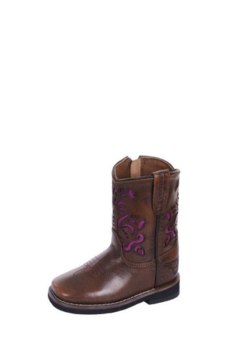 PURE WESTERN LINCOLN TODDLER BOOTS - BROWN/TAN [SZ:J5]