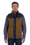 PURE WESTERN MARTIN MENS REVERSIBLE VEST - TAN/NAVY [SZ:XS]