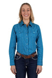 PURE WESTERN TOMEKA WOMENS LONG SLEEVE SHIRT - BLUE [SZ:8]