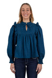 PURE WESTERN PIPPA WOMENS BLOUSE - BLUE [SZ:10]