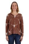 PURE WESTERN VEOLA WOMENS KNITTED PULLOVER - BROWN [SZ:8]