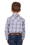 PURE WESTERN LUCAS BOYS LONG SLEEVE SHIRT - WHITE/BLUE [SZ:2]